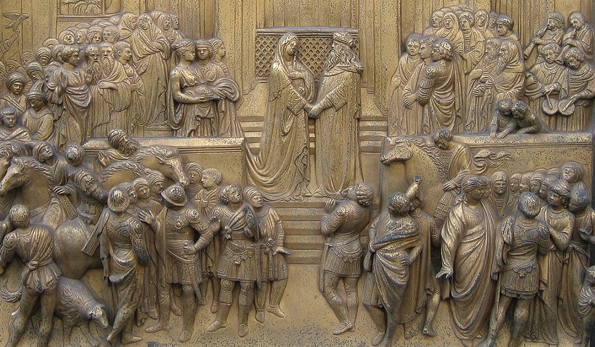 Solomon greets the Queen of Sheba - Florentine Relief by Ghiberti