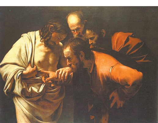 Three men are looking at a man's chest.

AI generated content